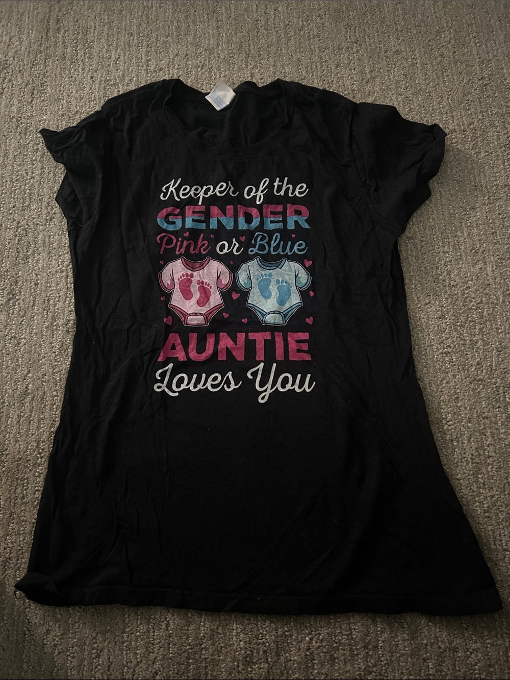 Auntie Loves You Gender Reveal Short Sleeve Tee - Black